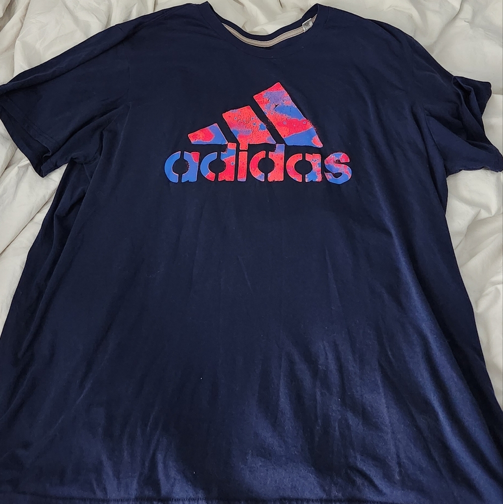 Adidas Blue T-Shirt with Tie-Dye Logo